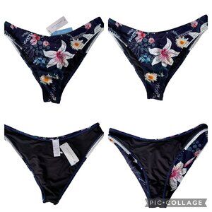 Cupshe Womens Floral Bikini Bottom XL Swimwear Swim Beach  Navy Blue Pink Floral
